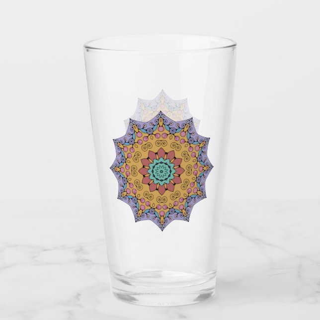Verre Peinture à la main Mandala Horloge Face 1 (Devant)