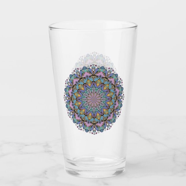 Verre Peinture à la main Mandala Horloge Face 3 (Devant)