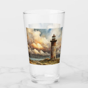 Verre Peinture à l'aquarelle du phare du littoral mariti