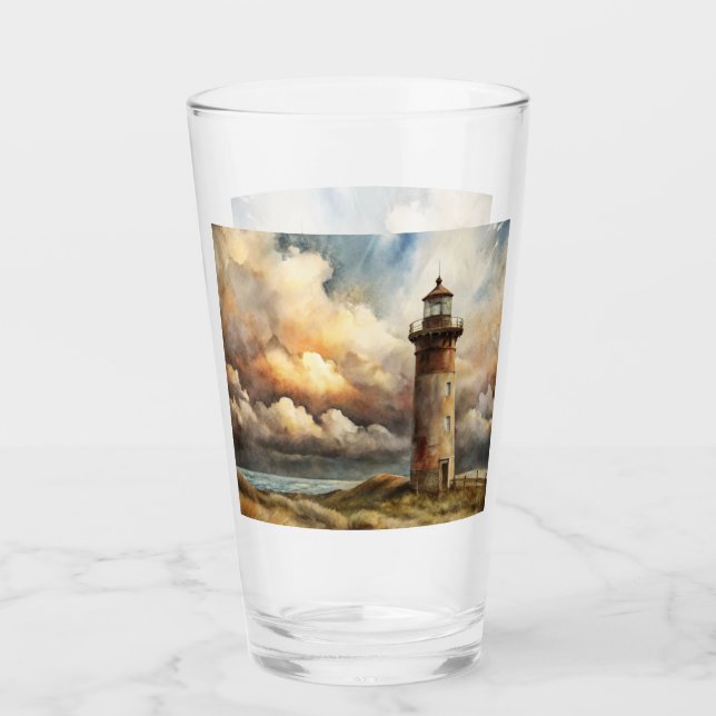 Verre Peinture d'aquarelle côtière du phare (Devant)