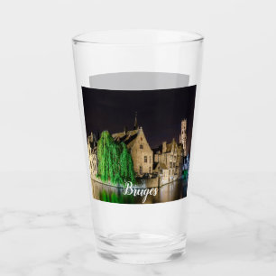 Verre Peinture de la vieille ville de Bruges et tour du