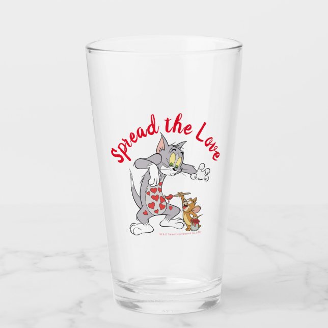Verre Peinture Tom & Jerry Coeurs de Saint-Valentin (Devant)