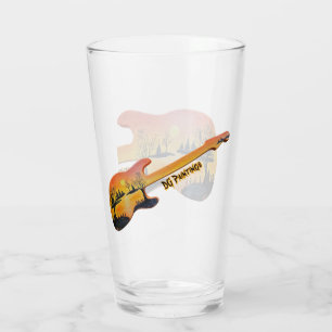 Verre Peintures DG Lac du coucher de soleil Guitare