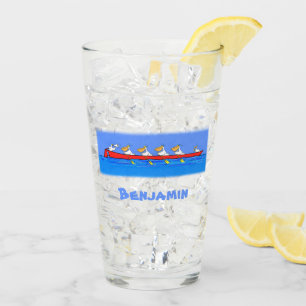 Verre Pélicans drôles faisant de l'aviron illustration d