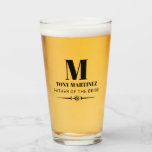 Verre Père de la mariée Monogram Bière Mariage<br><div class="desc">Le design monogramme gras place une majuscule et un nom au-dessus du timonier. Facile à customiser.</div>