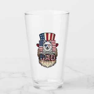 Verre Père Esquimau Américain Patriotique Chien Vintage