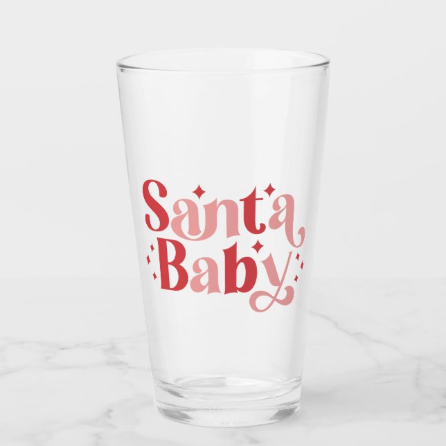 Verre Père Noël Baby - Typographie de Noël rétro (Devant)