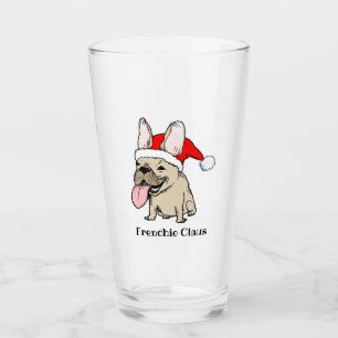 Verre Père Noël bouledogue français avec texte personnal