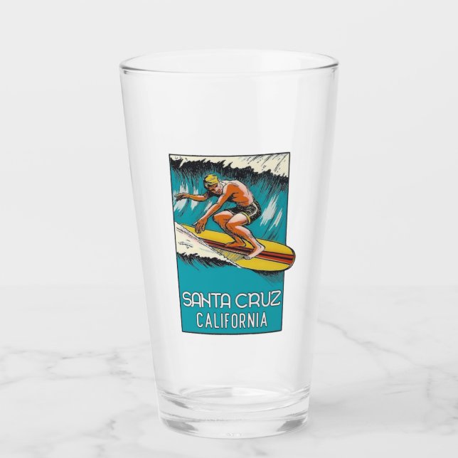 Verre Père Noël Cruz, Californie Surf / Travel Pint Glas (Devant)