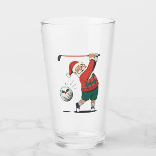 Verre Père Noël Jouer Golf Joueur de Noël