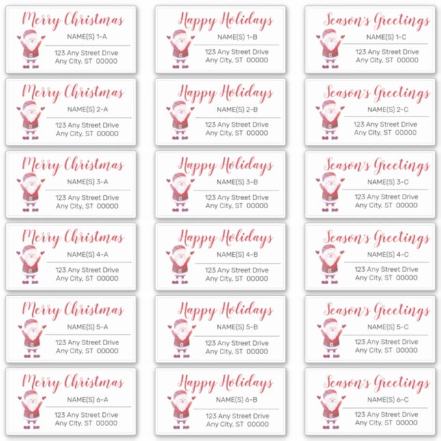 Verre Père Noël Noël Étiquettes de adresse de Noël (Devant)