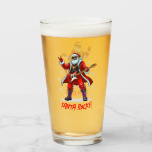 Verre Père Noël Rocks ! Funny Père Noël jouant de la gui