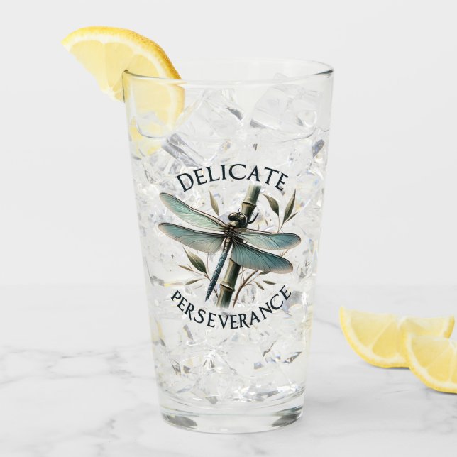 Verre Persévérance délicate - libellule artistique (Devant glace)