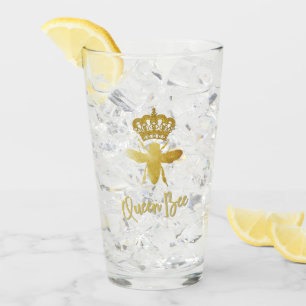 Verre Personalisé QUEEN BEE Gold Crown Tall Glass