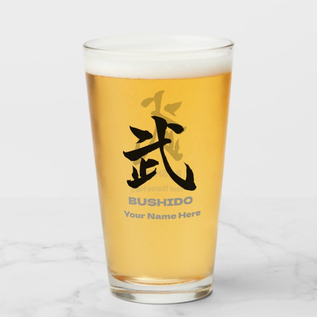 Verre Personalized BUSHIDO 武 Kanji Beer Mug (Dos (rempli))