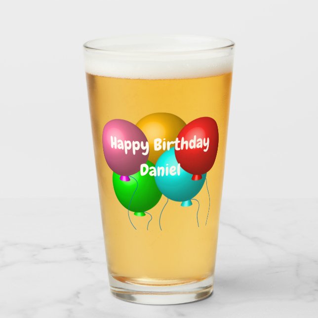 Verre Personalized Happy Birthday Vibes Helium Balloons (Devant (rempli))