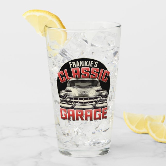 Verre PERSONALIZED NAME Classic Car Garage Custom Shop (Devant glace)