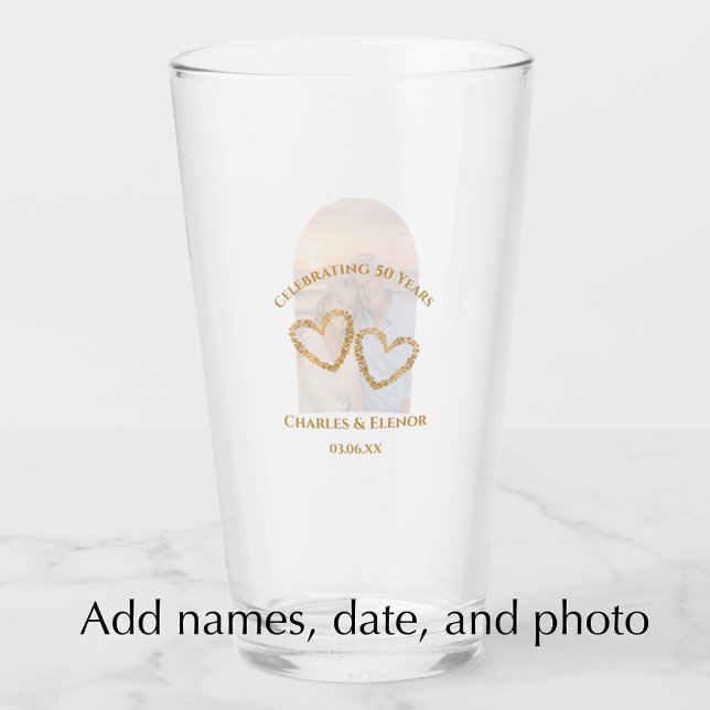 Verre Personalized Photo Keepsake 50th Anniversary Gift (Personalize this photo keepsake glass. Custom golden 50th wedding anniversary gift.
)