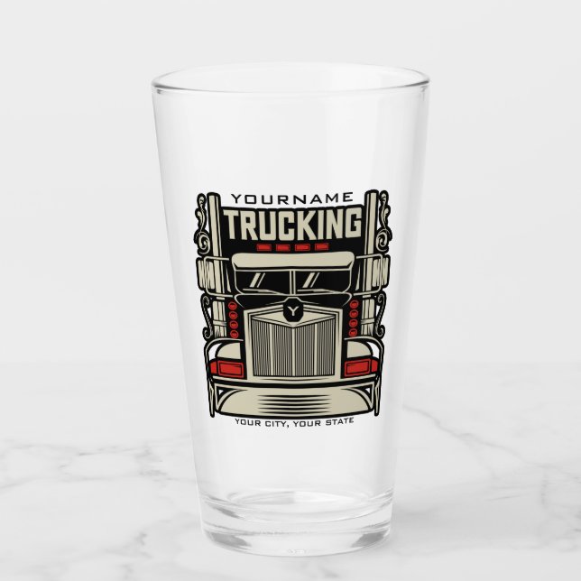 Verre Personalized Trucking 18 Wheeler BIG Trucker (Devant)