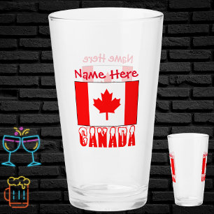 Verre Personnalisation Rouge du Canada et du Drapeau Can