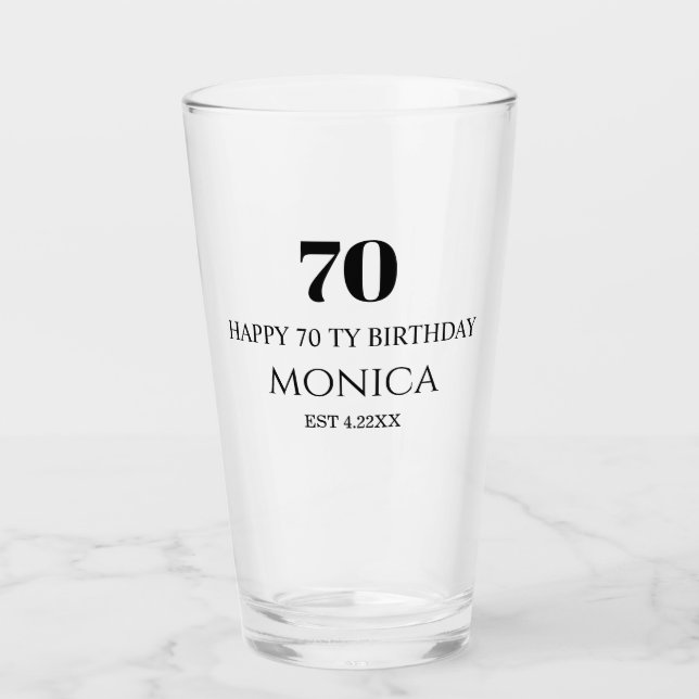 Verre personnalisé avec nom pour les 70 ans (Devant)