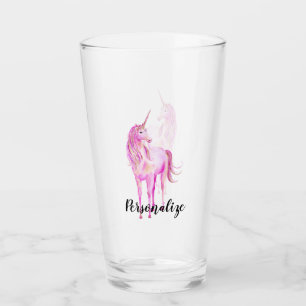 Verre Personnalisé Girl Pink Gold Unicorn