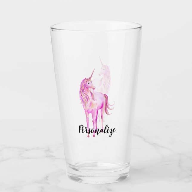 Verre Personnalisé Girl Pink Gold Unicorn (Devant)