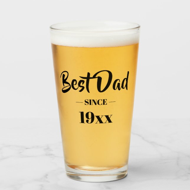 Verre Personnalisé meilleur papa depuis l'année drôle bi (Devant (rempli))