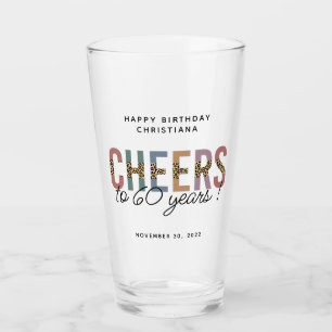 Verre Personnalisé Moderne 60e Anniversaire Leopard Typo