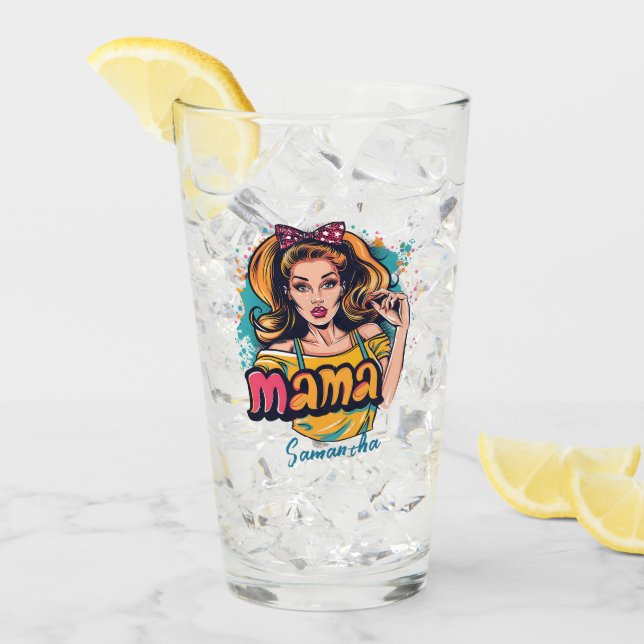 Verre Personnalisé Retro Mama Pop Art (10) (Devant glace)