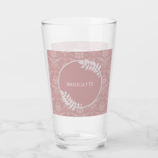 Verre personnalisé rose élégant Damas