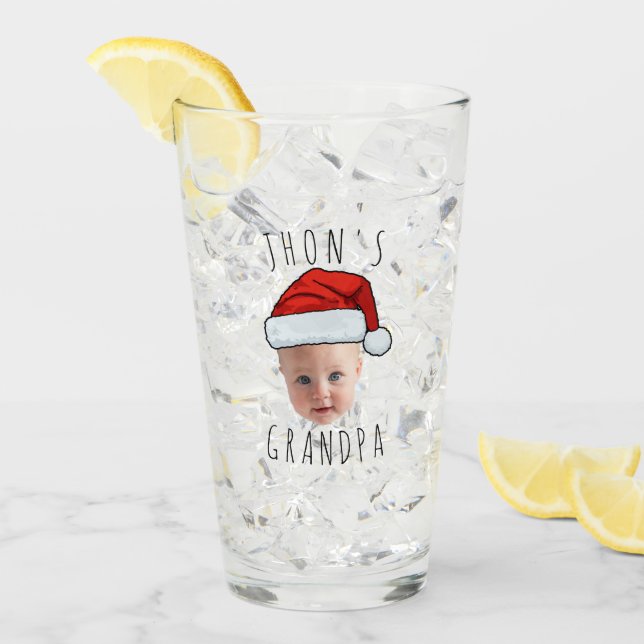 Verre Personnalisé Visage bébé Père Noël Chapeau Photo d (Devant glace)