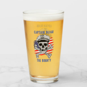 Verre Personnaliser, Capitaine, Crâne et Os, Drapeau amé