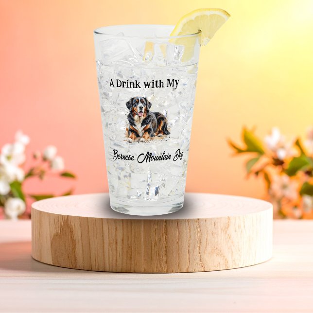 Verre Pet Bernese Watercolor Personalize (Elegant Personalized Glass,)