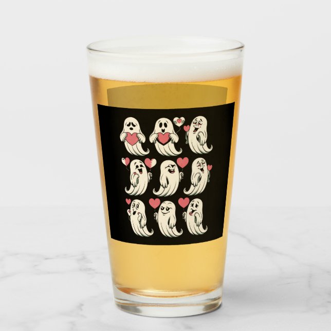 Verre Petit ami fantôme mignon cœur Saint-Valentin Coupl (Devant (rempli))
