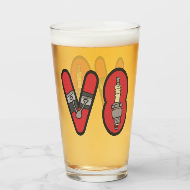 Verre Pétrolhead V8 Voiture passionné (Devant (rempli))