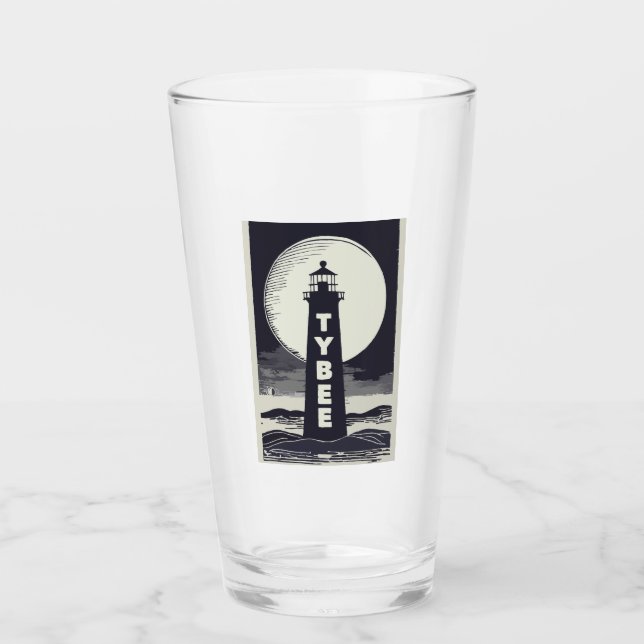 Verre Phare de l'île de Tybee Géorgie Lune (Devant)