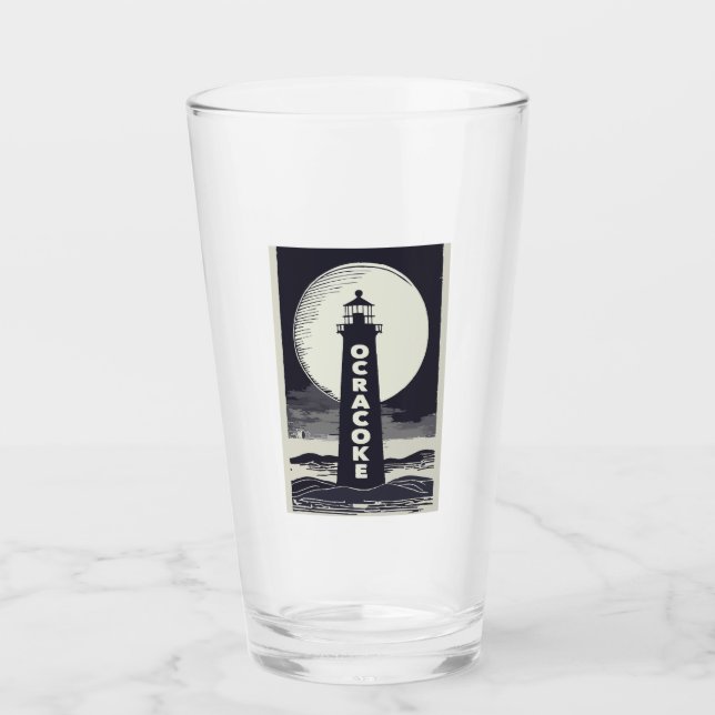 Verre Phare d'Ocracoke Lune de Caroline du Nord (Devant)
