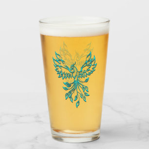 Verre Phoenix bleu se lève sur blanc