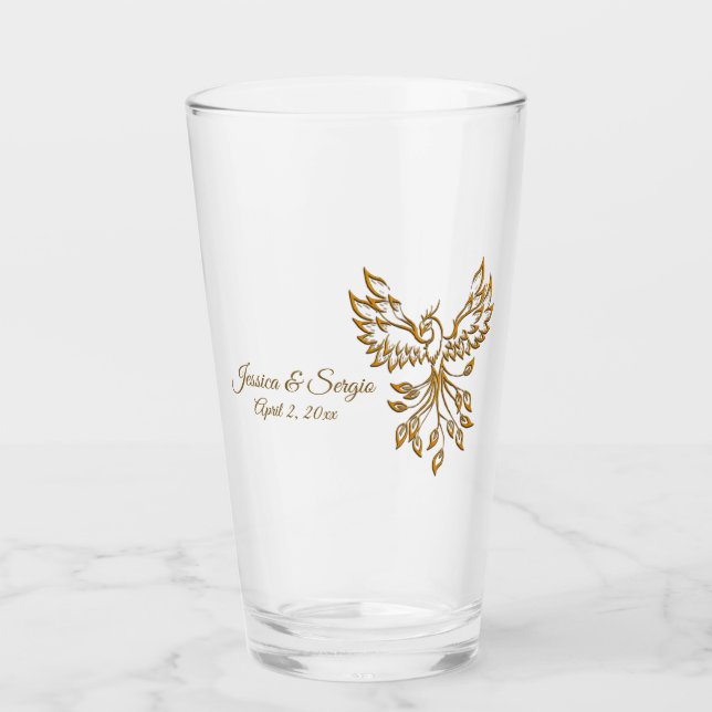 Verre Phoenix de cuivre se lève sur noir (Devant)