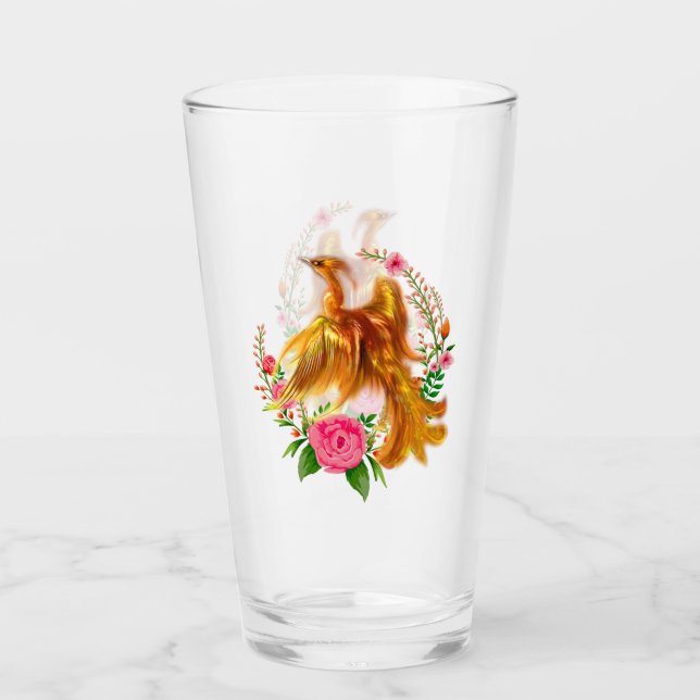 Verre Phoenix Floral Se Lève De L'Imaginaire Des Cendres (Devant)