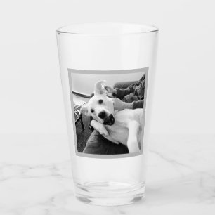 Verre Photo amusante de chien Meilleur papa et Ami B & W