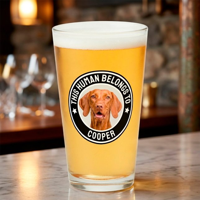 Verre Photo de chien de compagnie "Cet humain appartient (This human belongs to Dog Photo Glass)