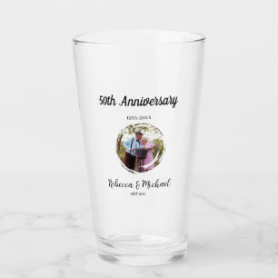 Verre photo de mariage 50e anniversaire cercle nom année