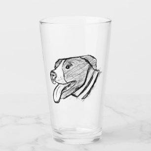 Verre photo de pitbull dessiné à la main amateur de chie