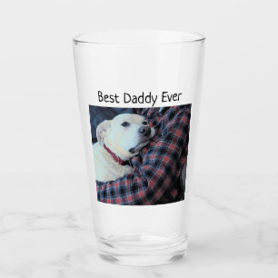Verre Photo de Sweet White Dog avec Fête des pères papa