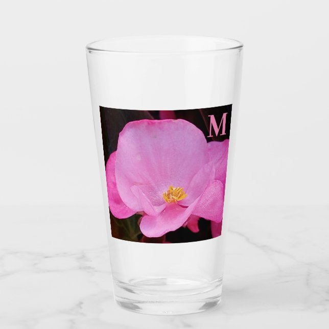 Verre Photo d'Elegant Hot Pink Flower Initial (Devant)