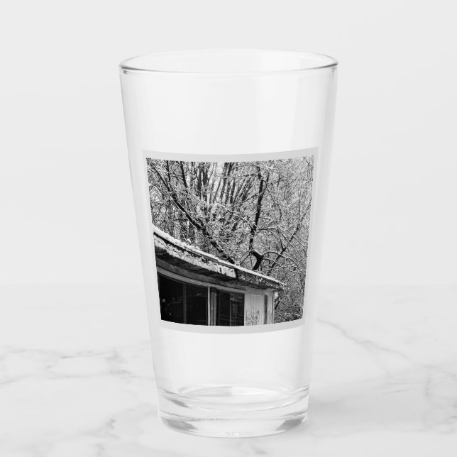 Verre Photo en noir et blanc de la scène hivernale rusti (Devant)