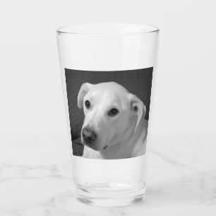 Verre Photo en noir et blanc d'un beau chien à l'âne