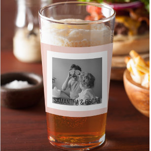 Verre Photo Famille Moderne Pastel Rose Simple Cadeau